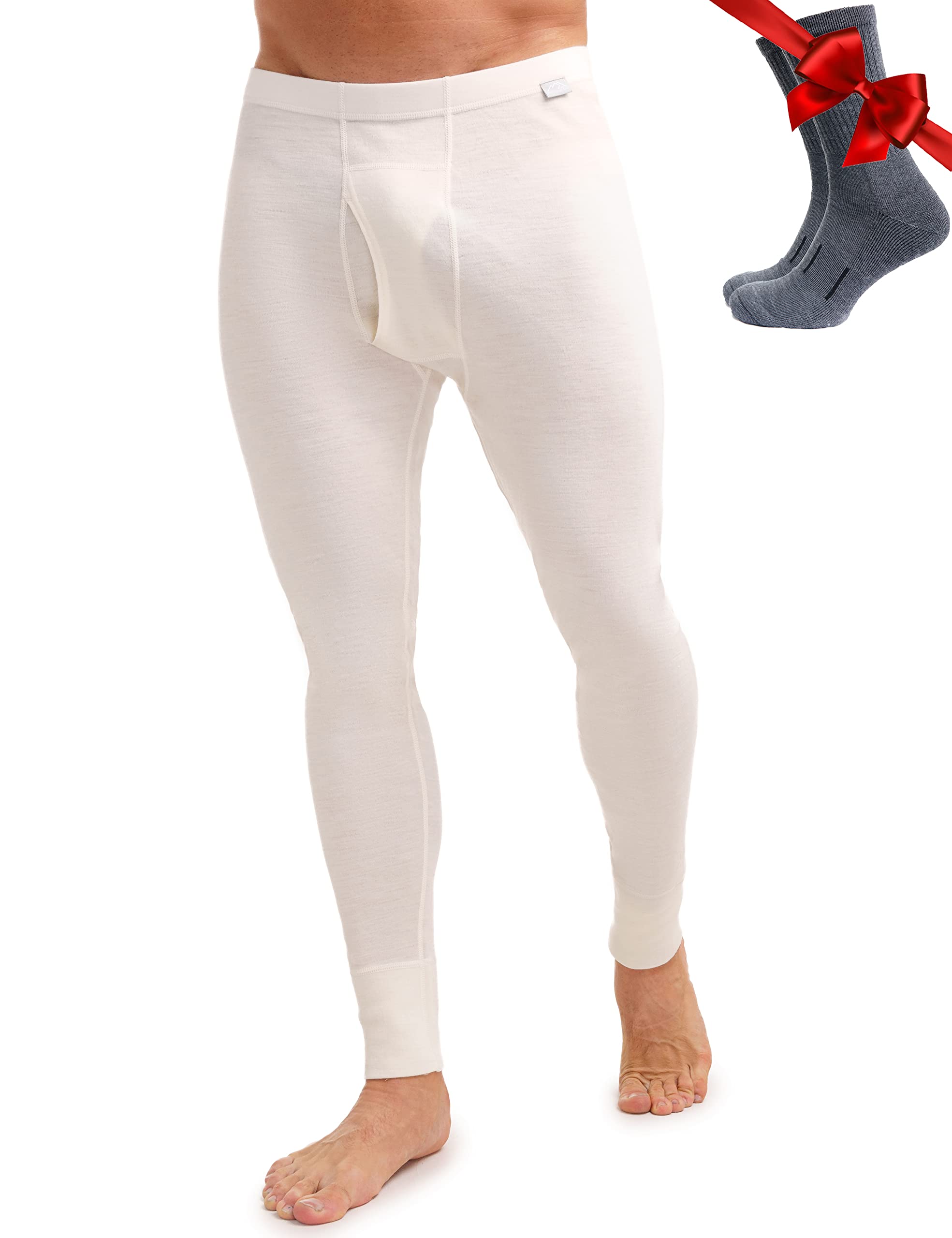 Merino.tech sous Vetement Merinos Homme - Pantalon Homme Laine Merinos 100% Lourd, Moyen, Léger avec Chaussettes