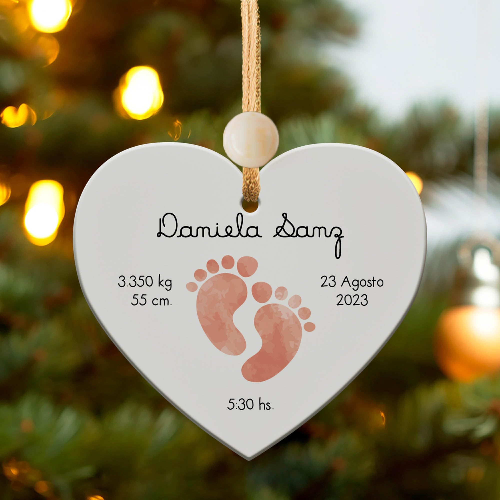 Transparent Gift Pack de Adornos para Árbol de Navidad Personalizados con Nombre Pies Bebé. Bola de Navidad Personalizada Metacrilato. Decoración de Navidad para Casa. Regalos Personalizados Navideños