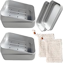2 Pack Aluminum Travel Soap Box Portable Soap Dish with Drip Tray Organic Soap Bags Waterproof Square Shampoo Storage with Lid