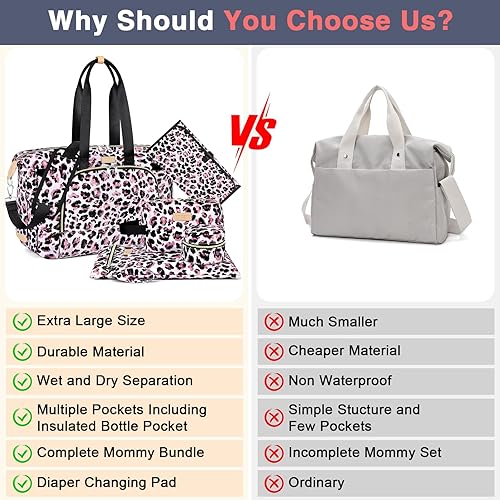 Miniatura 7 de ITIEZY Bolsa de pañales tipo tote para bebé - Bolsa grande para mamá con cambiador portátil, estuche para chupete, bolsas de hospital, bolsa de