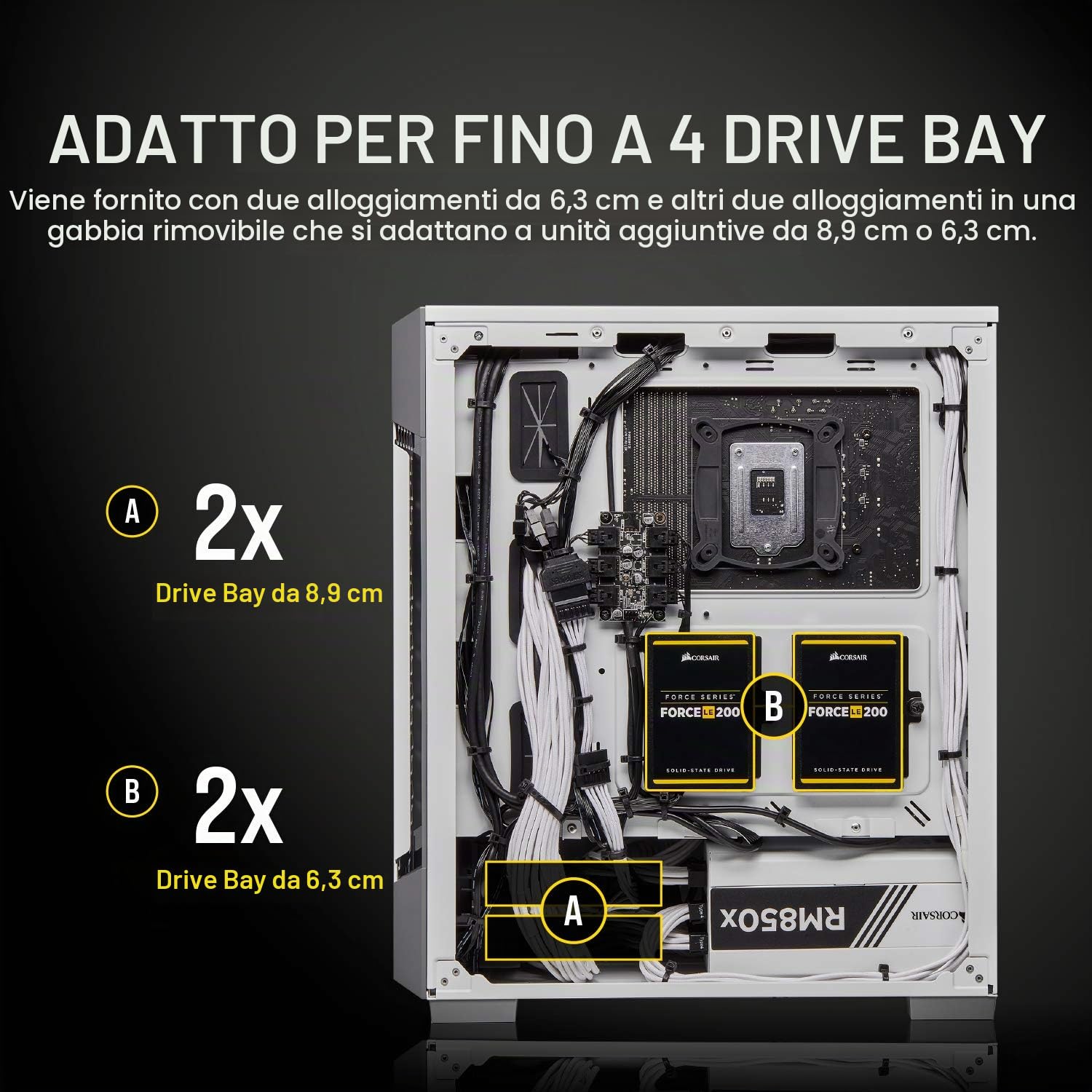 Corsair iCUE 220T RGB Airflow, Smart Case Gaming Mid-Tower ATX con Paratia in Vetro Temprato, Bianco