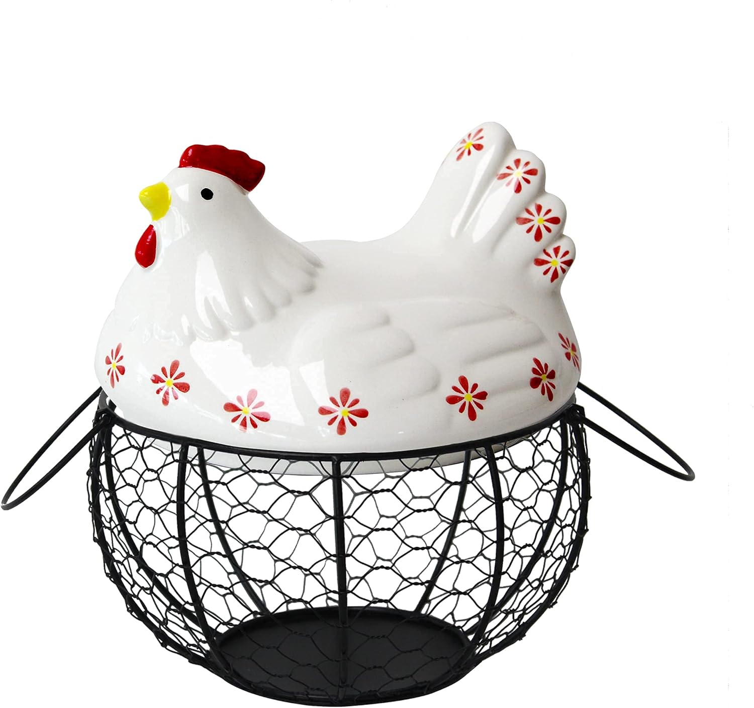 Chicken Egg Basket Egg Storage Basket with Cercamic Lid