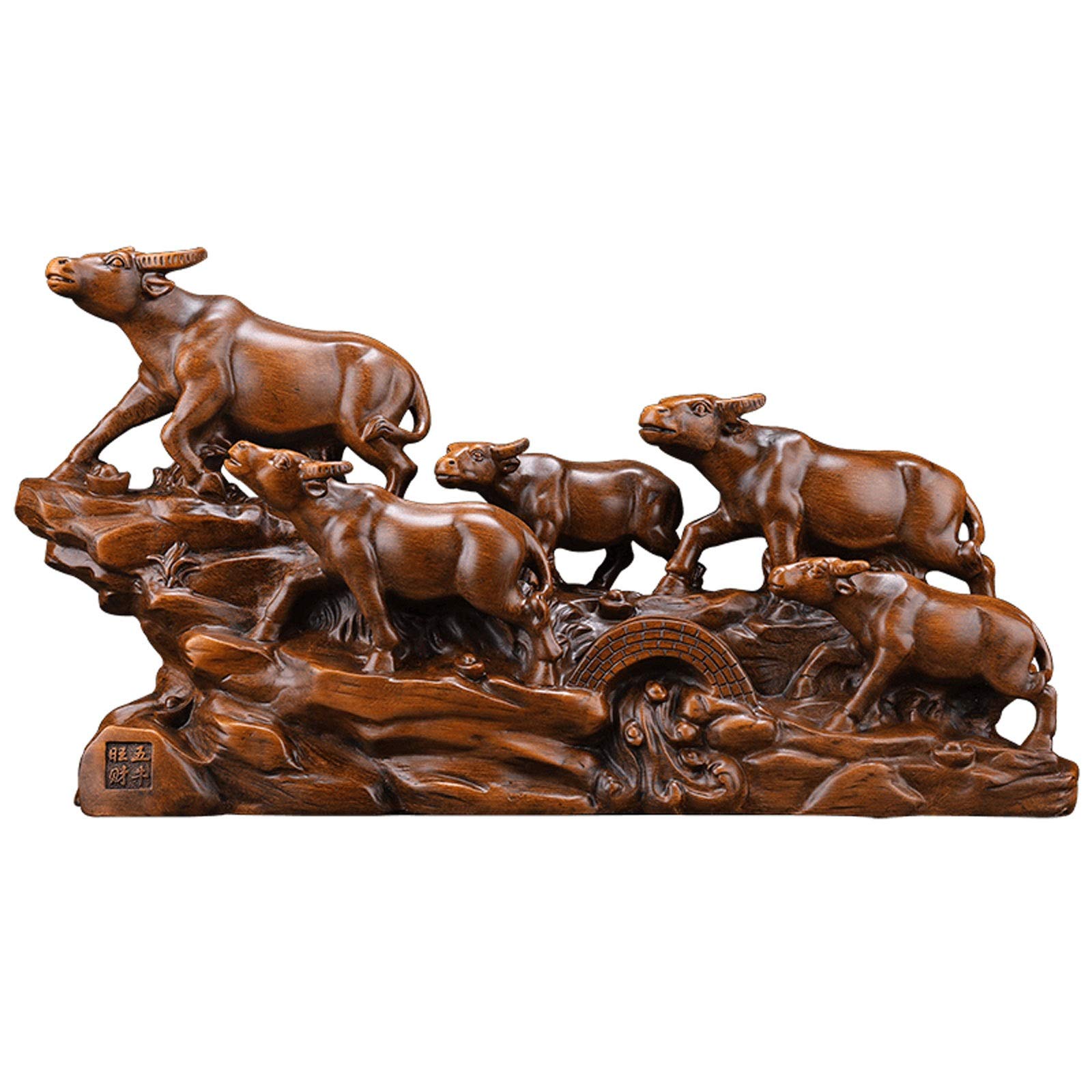 Zabawka statuetka do domu, samochodu, figurki dekoracyjne, dekoracja, kreatywna rzeźba rzemieślnicza, rzeźba Buddy, rzeźba byka, statuetka krowy, pięć ornamentów byka, które przyciągają bogactwo, znak