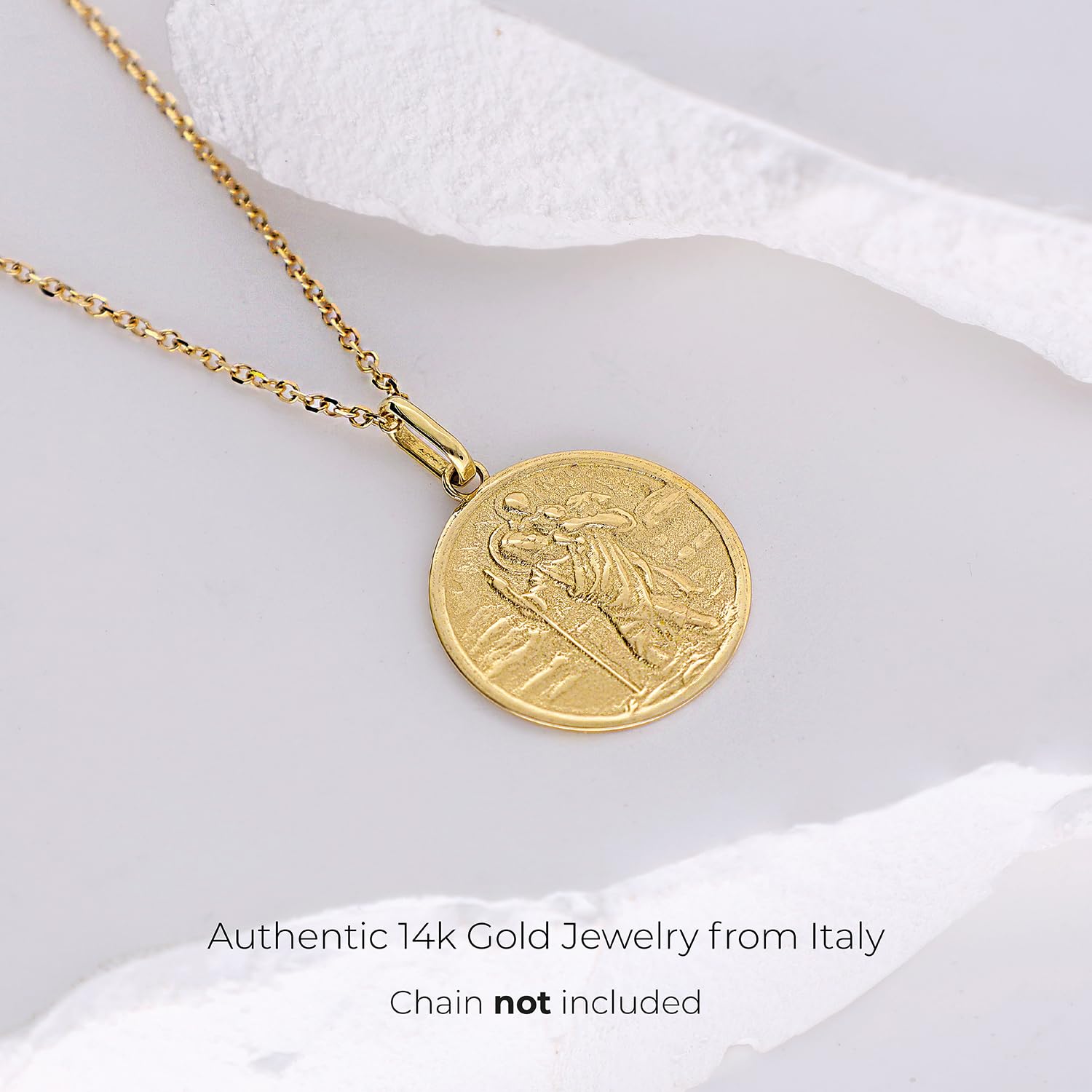 forme di Lucchetta - San Cristoforo Medaglia d'Oro 14 carati - 'Sanctus Christophorus - Patronus Viatorum' - Gioiello Religioso Made in Italy