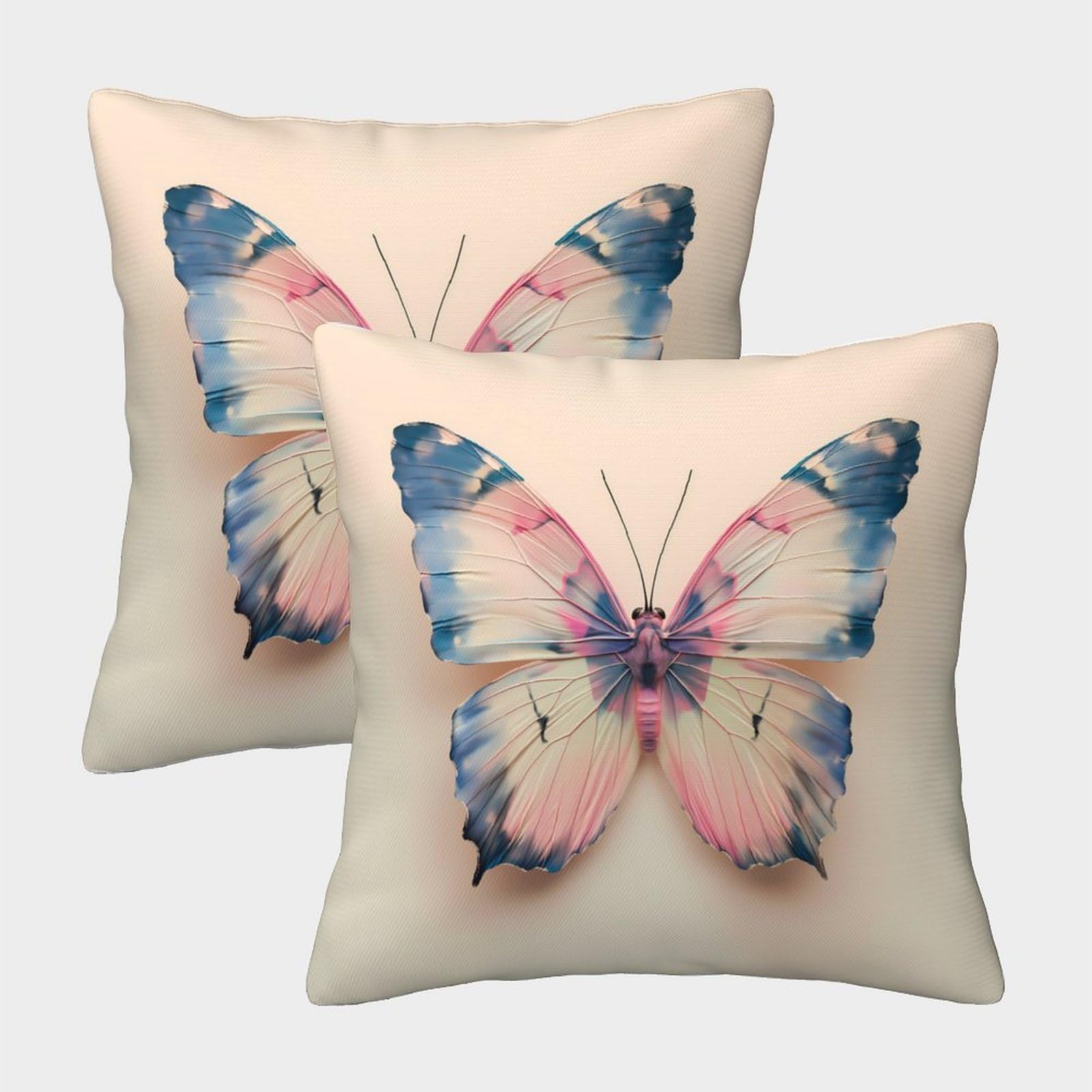 QFVANSIYO Elegant Butterfly 3D Printed Microfiber Pillowcase Bedroom Decor Butterfly Pillow Cover Soft Breathable for Adults Teens 50x50cm