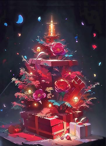 DOTSOPS Kit de pintura de diamantes de Navidad, kit de pintura para adultos, kit de arte de diamantes de invierno para adultos, árbol de Navidad