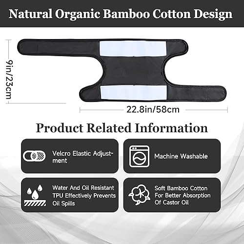 Miniatura 3 de Paquete de aceite de ricino de algodón orgánico para rodilla, 2 piezas, compresa de aceite de ricino para articulaciones de manos, brazos,