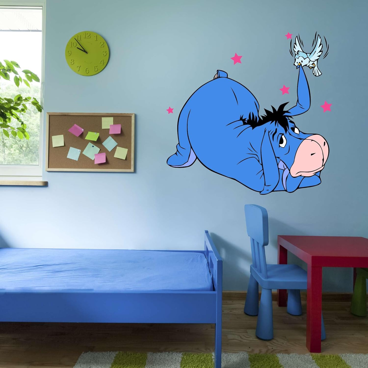 Little Bird Playing Beautiful Stars Eeyore, Piglet, Kanga, Roo, Tigger Cute Donkey Butterfly Stars Holiday Gift Decorating Birthday Ideas Wall Decal Sticker - Size: 40 in(W) x 32 in(H)