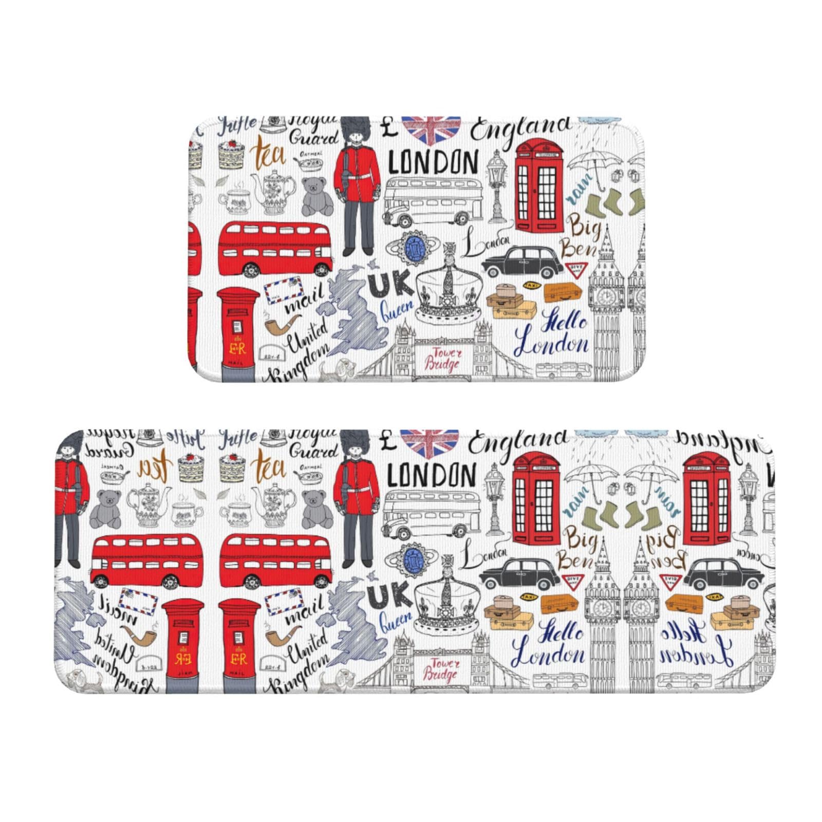Tapis de cuisine I Love London lot de 2 grand confort antidérapant design de Noël