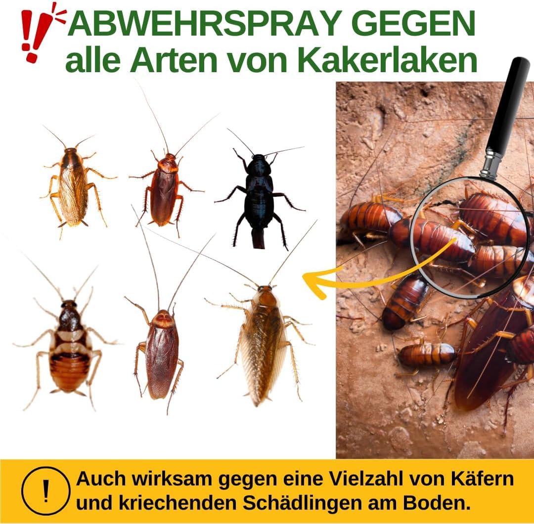 GREEN GUARDIA Kakerlaken/Schaben Abwehrspray – Sprühfertiges Power Konzentrat mit pflanzlichen Ölen | 500 ml für Innen & Außen | sofort, effektiv & nachhaltig