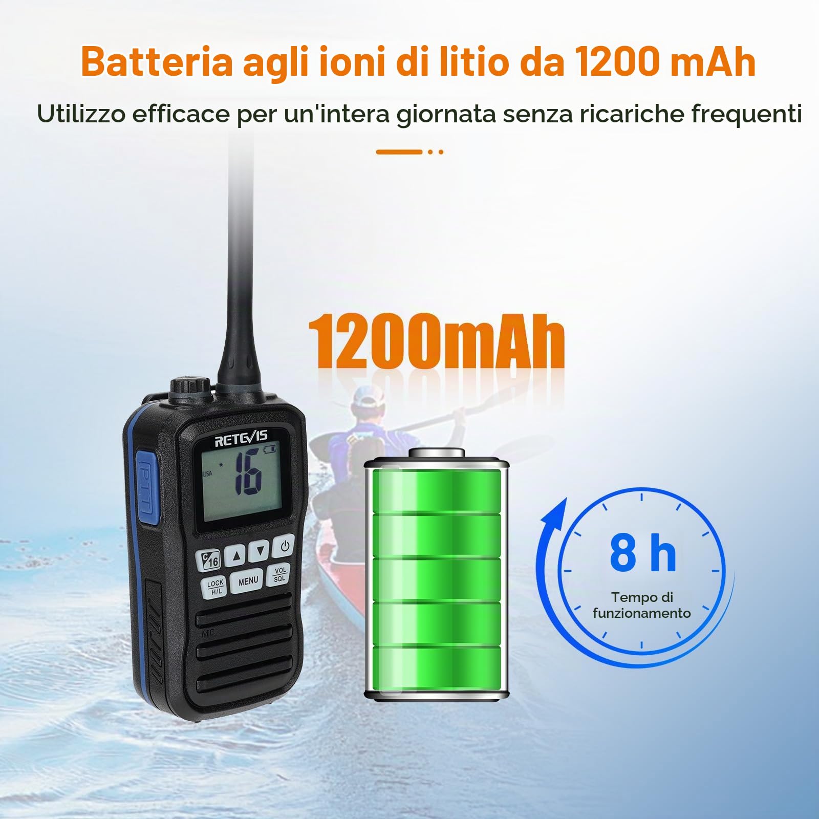Retevis RM01 Radio VHF Marino Portatile, Radio Impermeabile IP67, Vibrazione, Galleggiante 88 Canali, Radio Marina con Microfono per Kayak, Pesca, Nautica (Nero, 1 Pezzo)