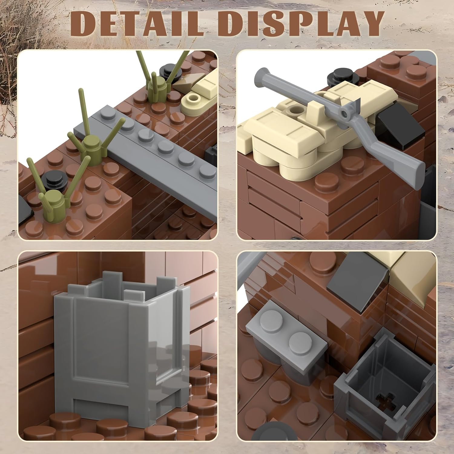 WW2 Charge Point Military Building Block Set (221 Pieces) Suitable for Military Action Mini-Figures Combat Scenarios