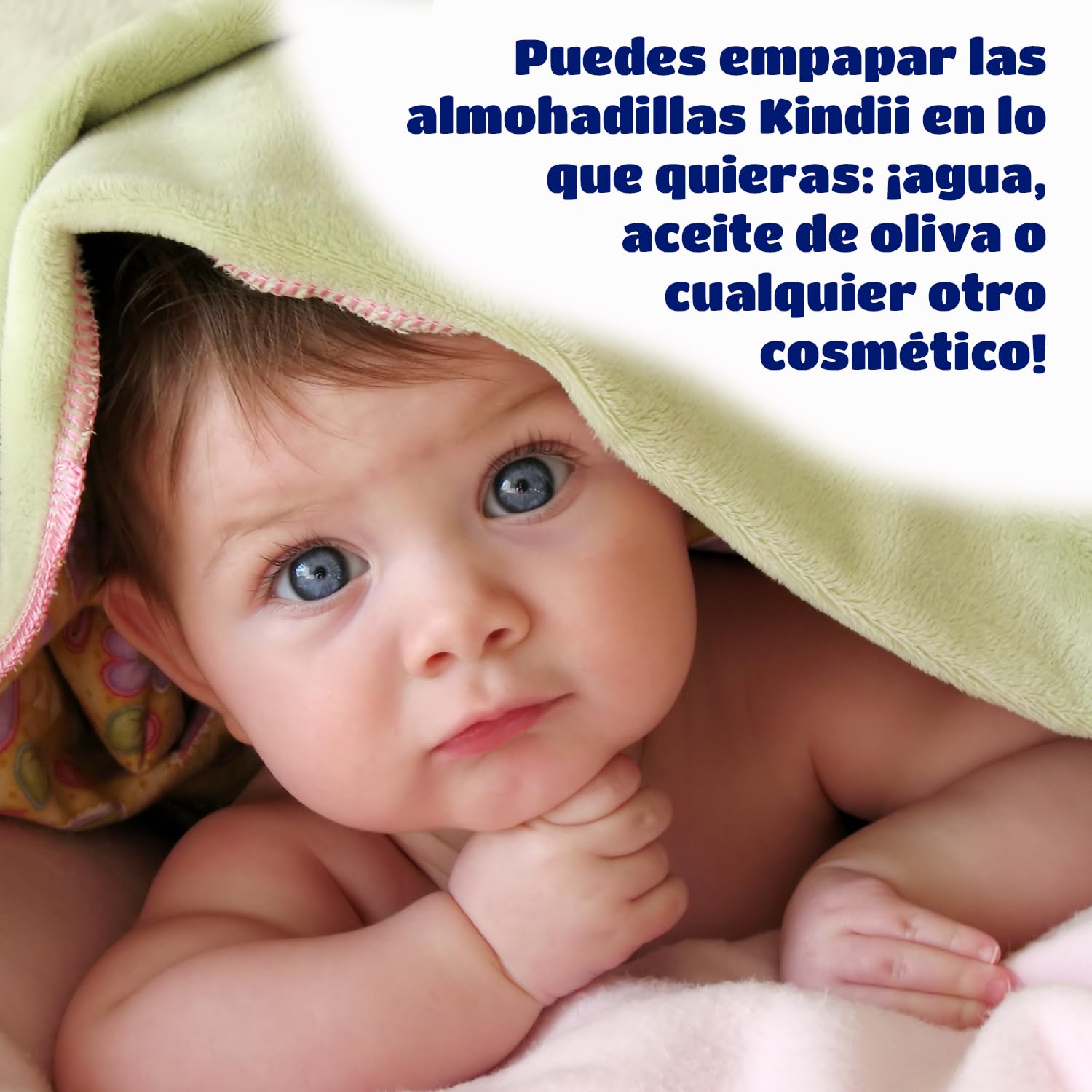 Kindii Pure – Gasas Bebé (1x60 Piezas) – 100% Algodón, limpieza facial, cambios de pañal – Delicadas para pieles sensibles, no se deshilachan – 60 Piezas