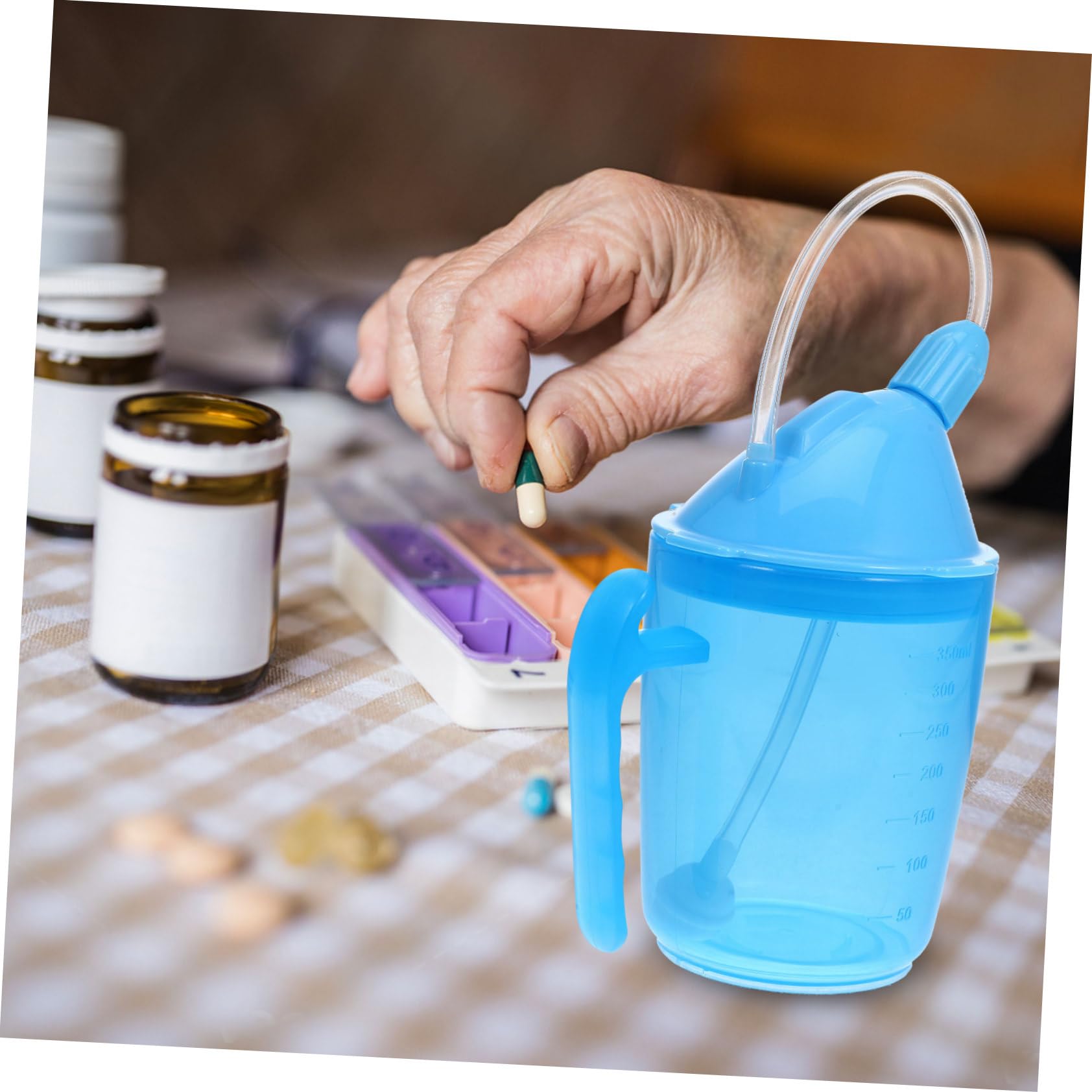 FOMIYES 2 Piezas copa de lactancia líquido Bebiendo taza plastico vasitos plastico taza para sorber con pajita de agua para paciente discapacitado para ancianos el