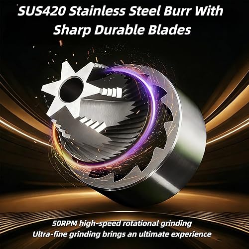 Miniatura 3 de Molinillo de café eléctrico y manual 2 en 1, molinillo de granos de café recargable por USB con rebabas de 1.575 in, molinillo de metal portátil