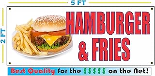 Hamburger and Fries 2x5 Banner Sign
