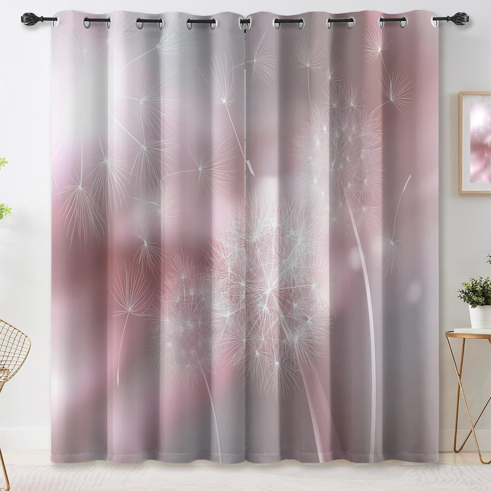 Rideau occultant thermique fleurs de pissenlit lot de 2 pièces 70x160cm