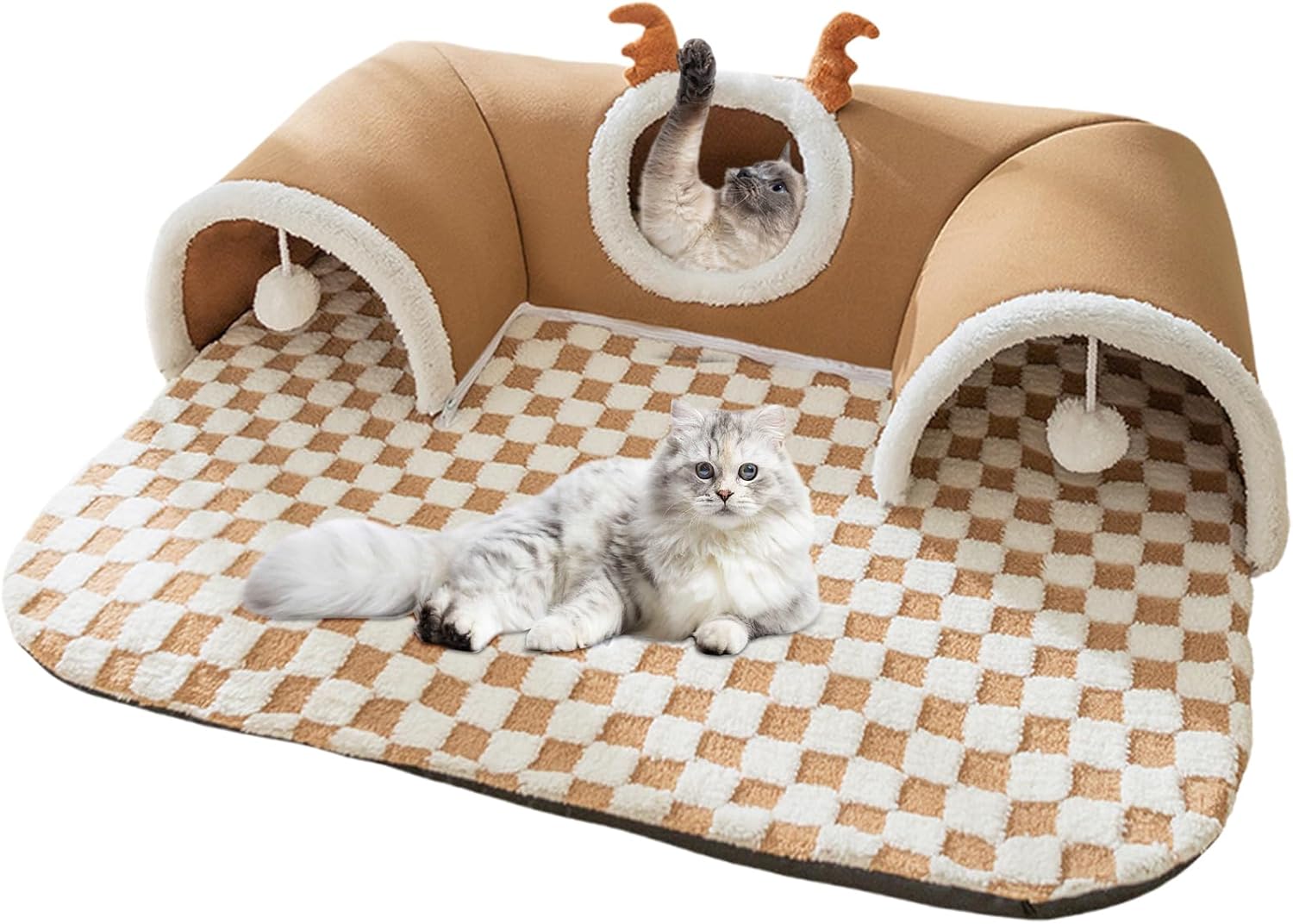 Cat Bed Tunnel, Cat Play Tunnel, Warm Shelter Tent House Toys for Dog Pet Animal Indoor Outdoor Wall-Corner Games Outside, Portable Hideaway for Cats Kittens Puppies Small Pets