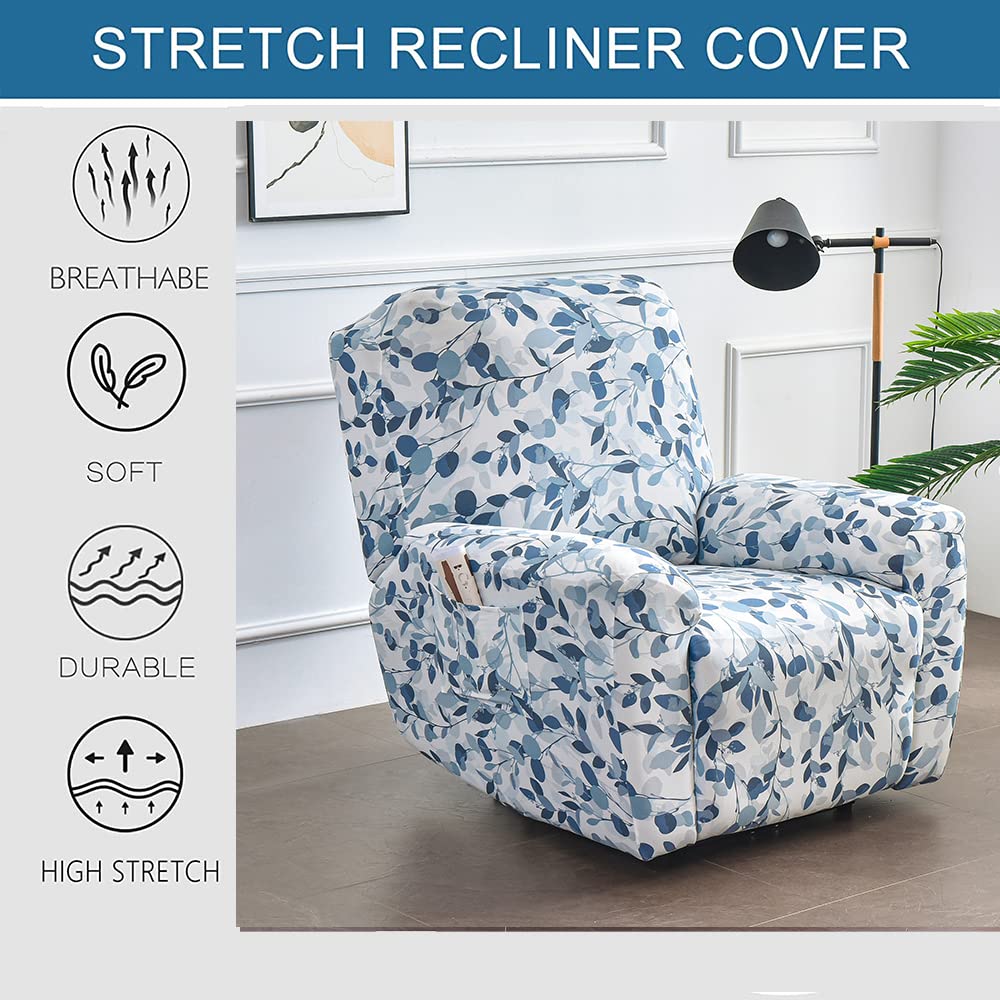 Funda para sofá reclinable Funda elástica para sillón de Descanso 4 Piezas Funda elástica para sillón reclinable, sillón de Masaje(Otoño Simple)