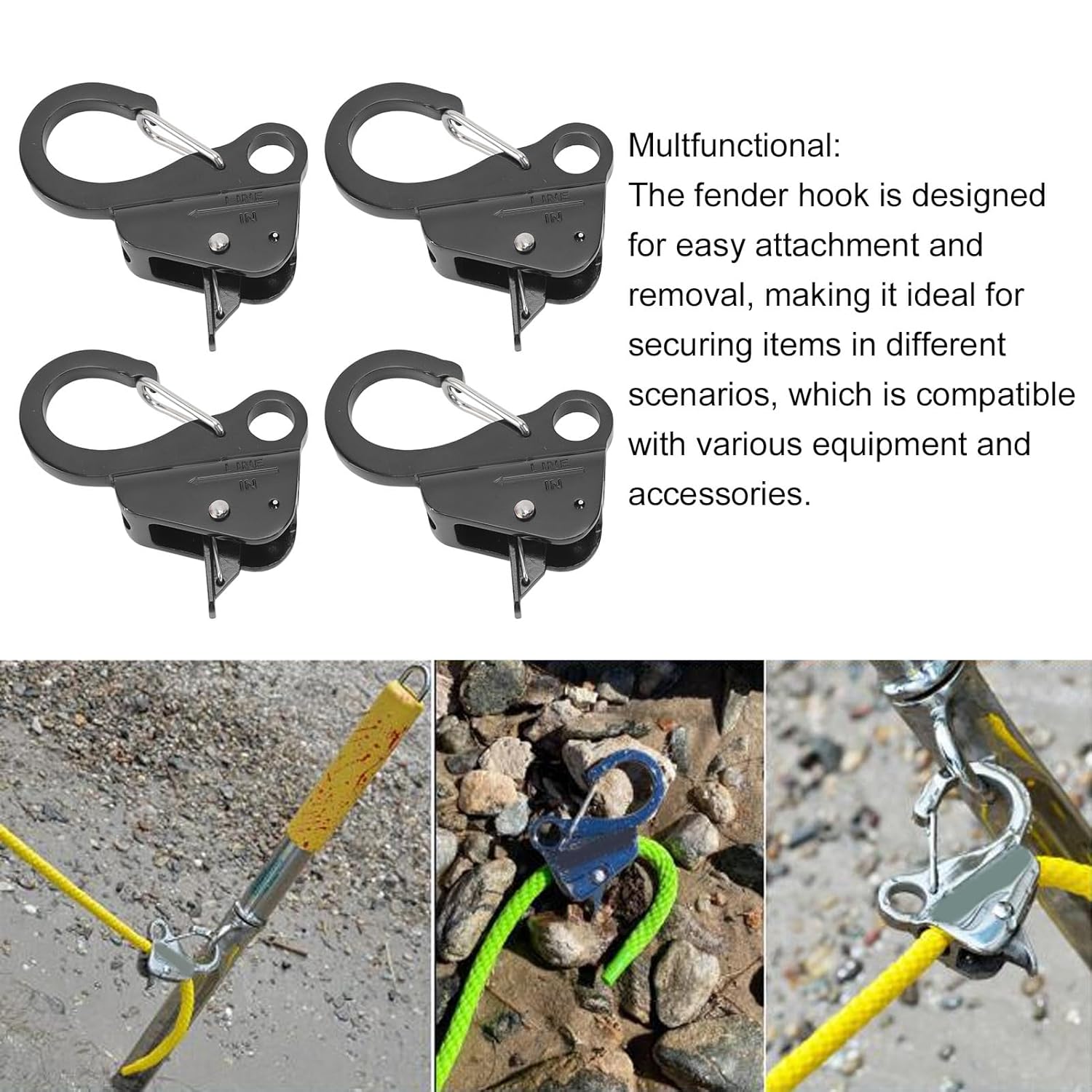 Boat Hardware Clothes 4PCS Spring Snap Attach Rope Hook 3/8‑5/8in Opening 316 Stainless Steel Quick Threading Boat Spring Snap Hook