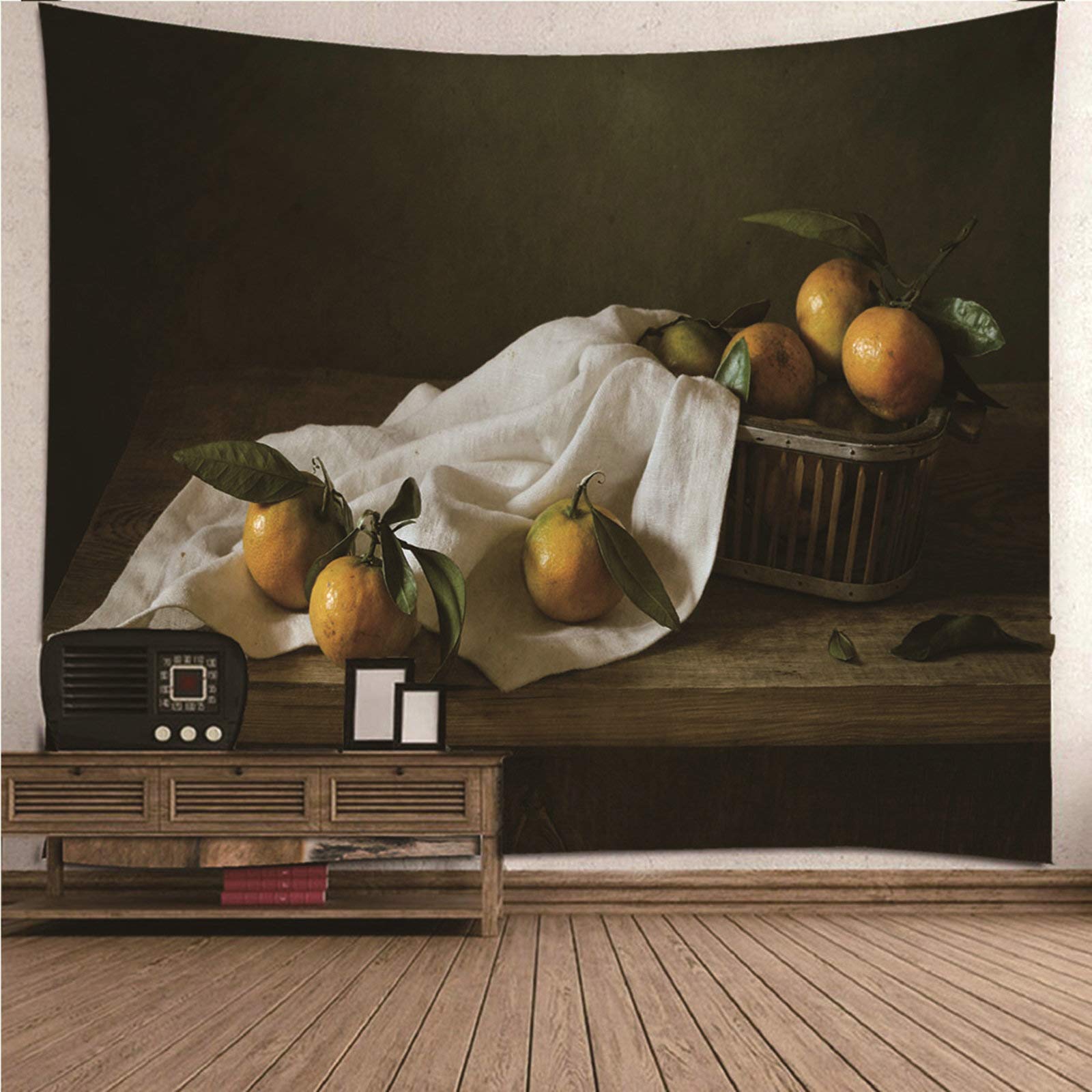 Tapiz de pared KnSam de 150x150 cm: decora paredes vacías de poliéster naranja