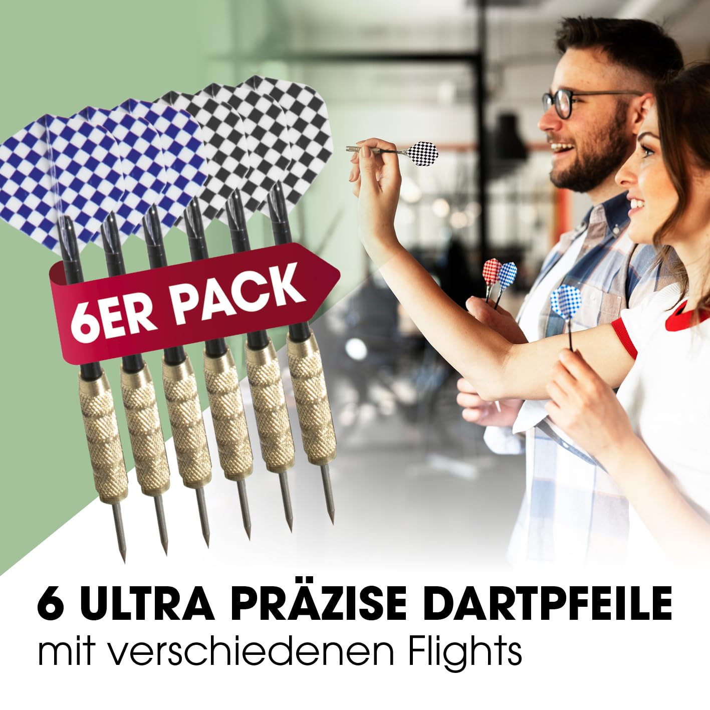 Dartscheibe | Dart Komplett-Set mit 6 Dartpfeilen & optionaler Dart-Beleuchtung | Steeldart inkl. Flights | Sisal Dartscheibe mit Schutzring | Dartboard aus selbstschließenden Sisalfasern