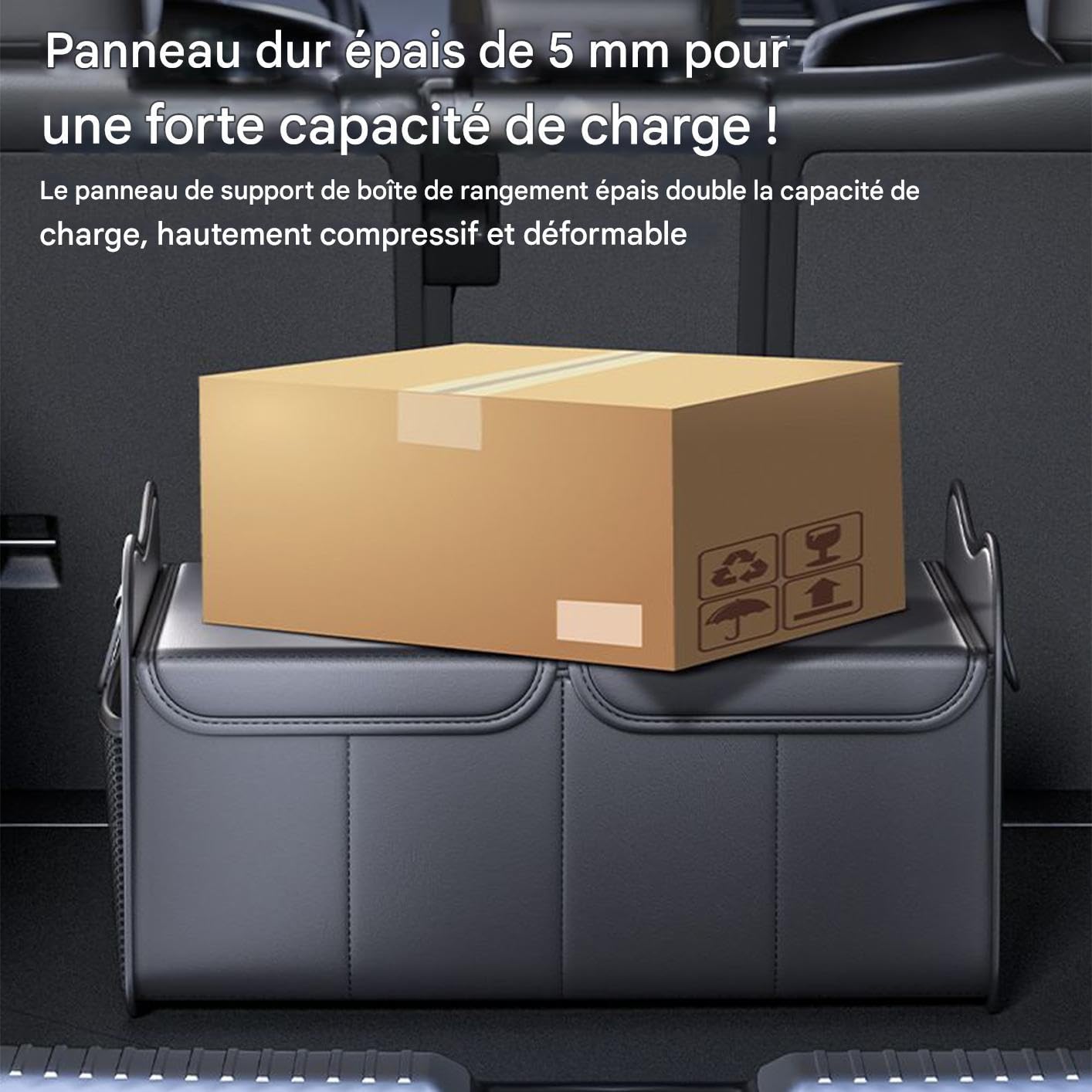 Générique Organizer do bagażnika SUV | Organizer do ładunku samochodowego | z pokrowcem, duże składane pudełko do przechowywania bagażu, SUV-a, sedana, samochodu kempingowego, tylnej ławki, na drogę