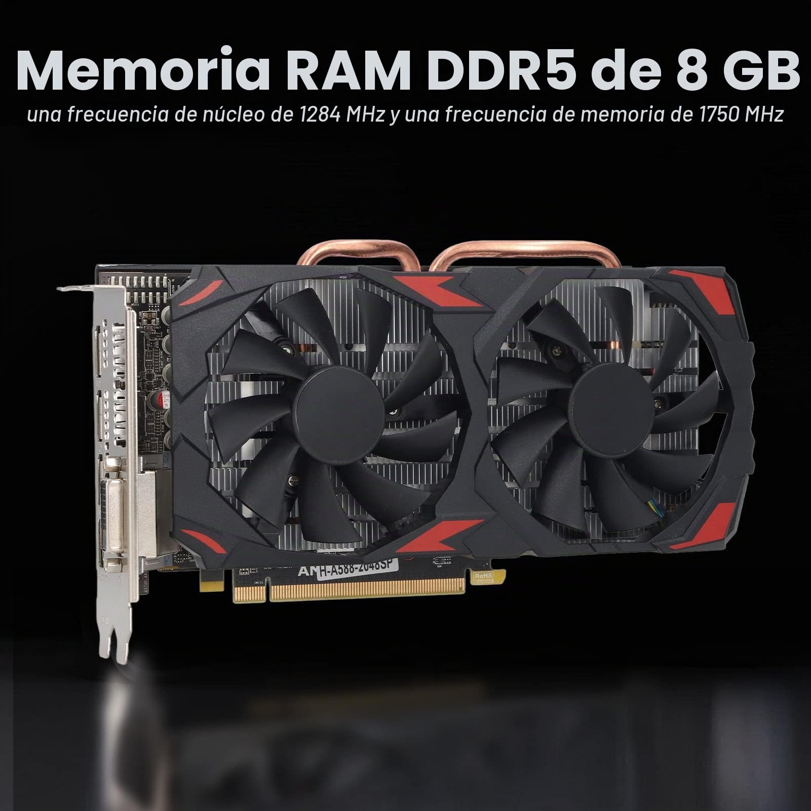 VBESTLIFE Tarjeta Gráfica RX-580, 8GB GDDR5 256BIT, Tarjeta de Video para Juegos de PC de Escritorio de bajo Ruido, PCIE 3.0 16X, Ventilador de Refrigeración Dual, Compatible con DirectX 12
