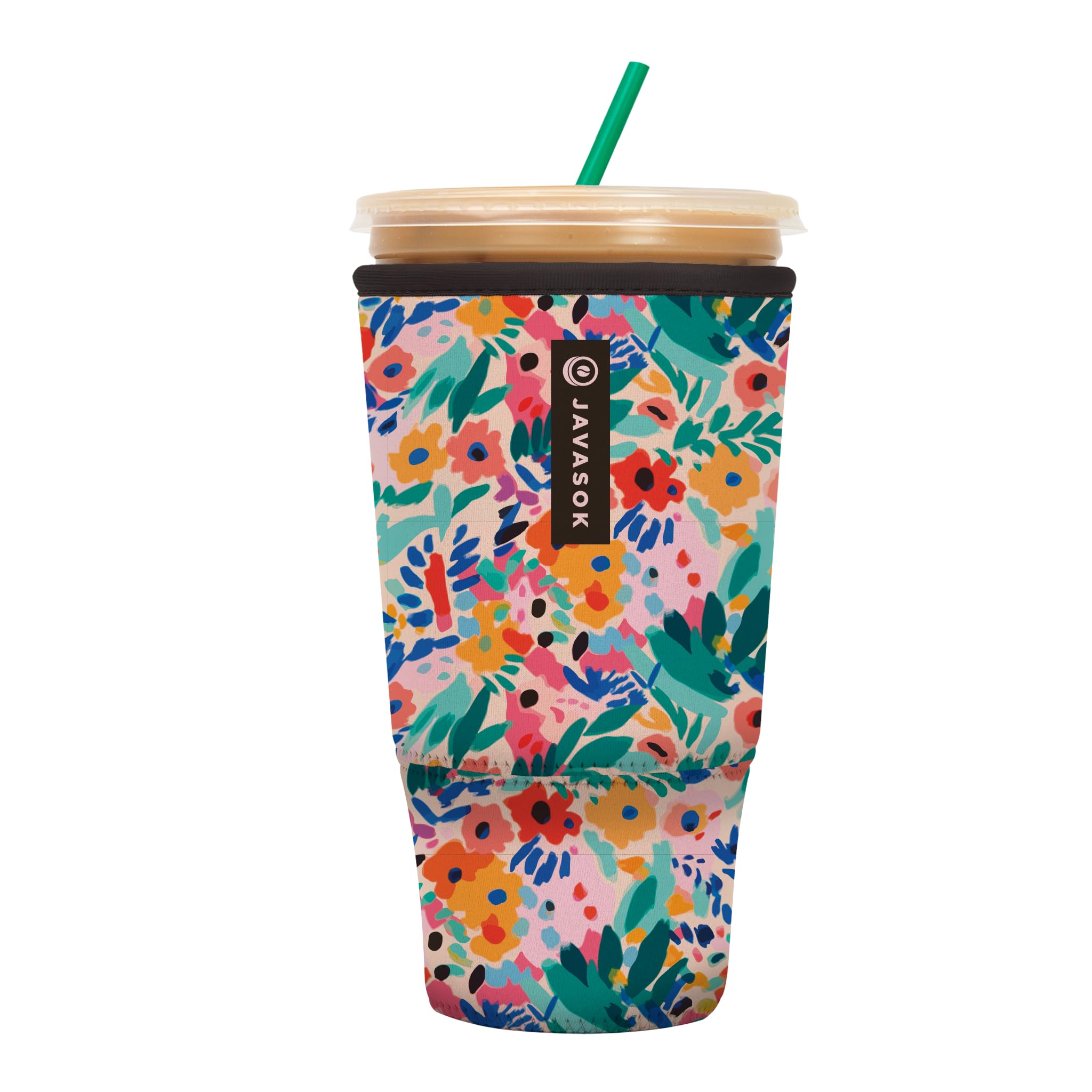 Sok It JavaSok Iced Coffee &amp; Cold Soda Insulated Neoprene Cup Sleeve (Abstract Floral, XXLarge: 44-48oz)