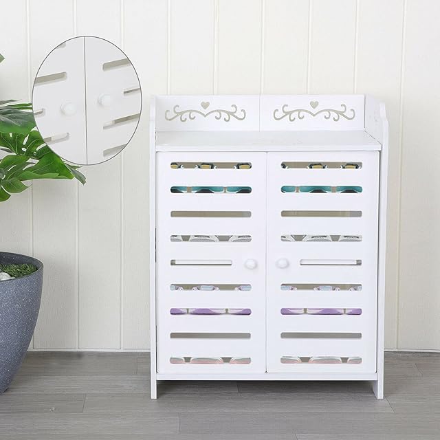 Youyijia 3 Tier Wood Plastic Board Shoe Rack 51 * 40 * 23cm Fretwork Storage Shelf for Bathroom Furniture Storage Cabinet