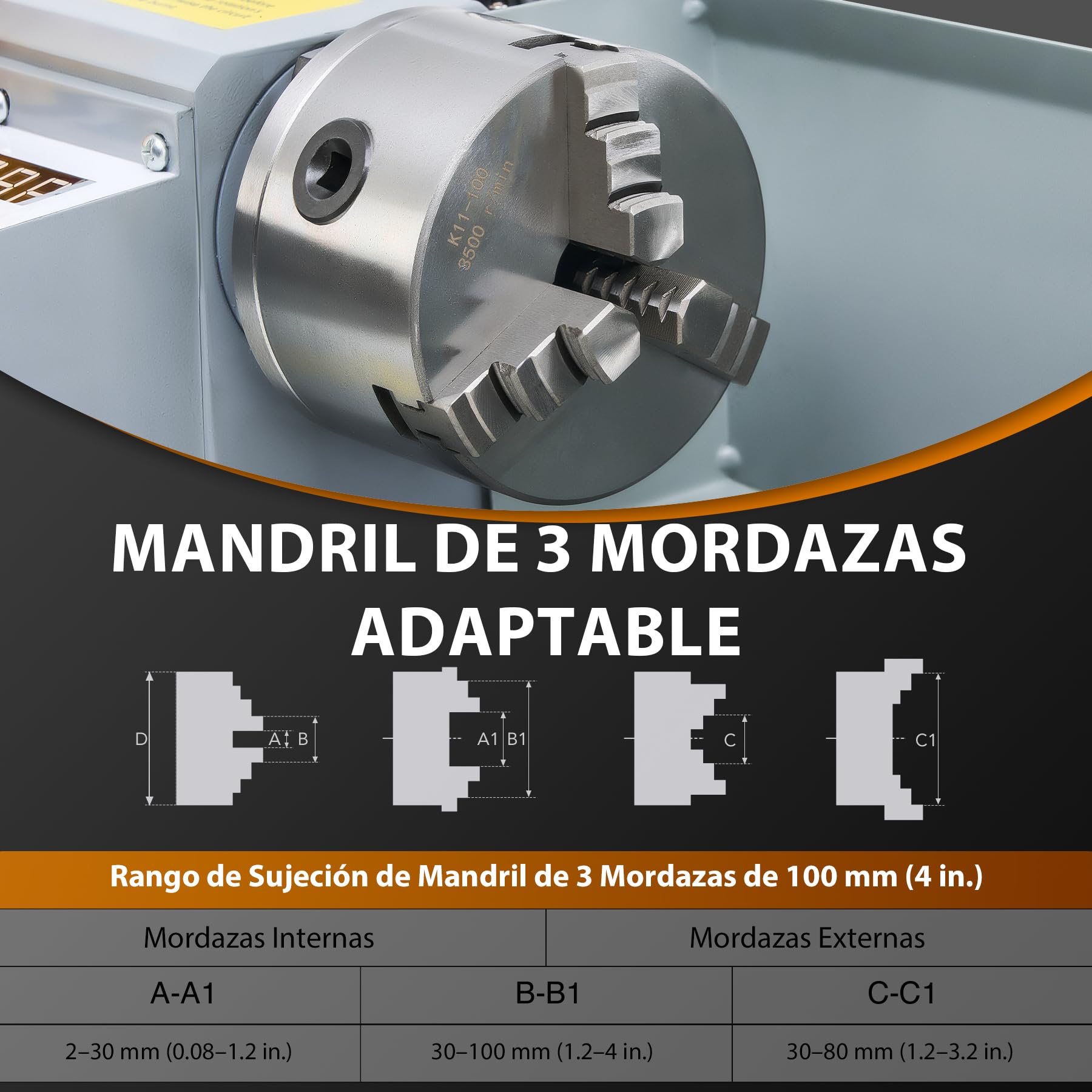CREWORKS Torno de Metal 180X350MM 550W con Mandril de 3 Mordazas Torno para Metal de Sobremesa con Velocidad 2500 rpm Torno de Metal para Torneado de Metales