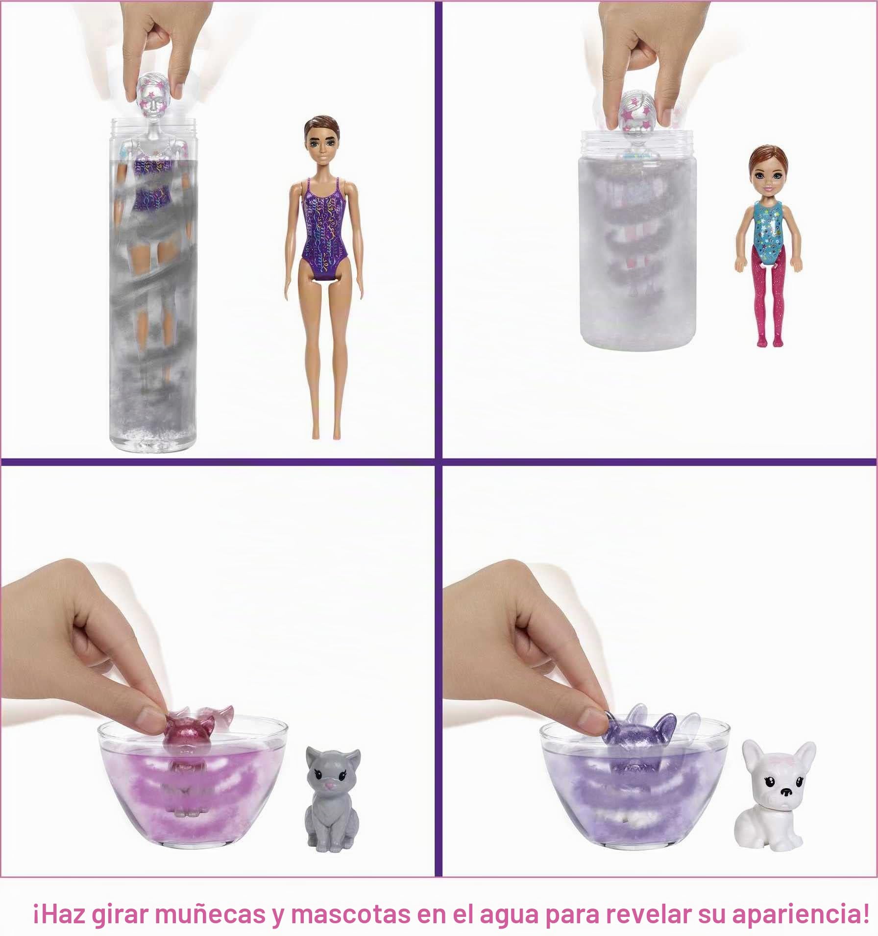 Barbie Color Reveal Set de fiesta para regalo, muñecas sorpresa de juguete con accesorios y juego de mesa (Mattel GXJ88)