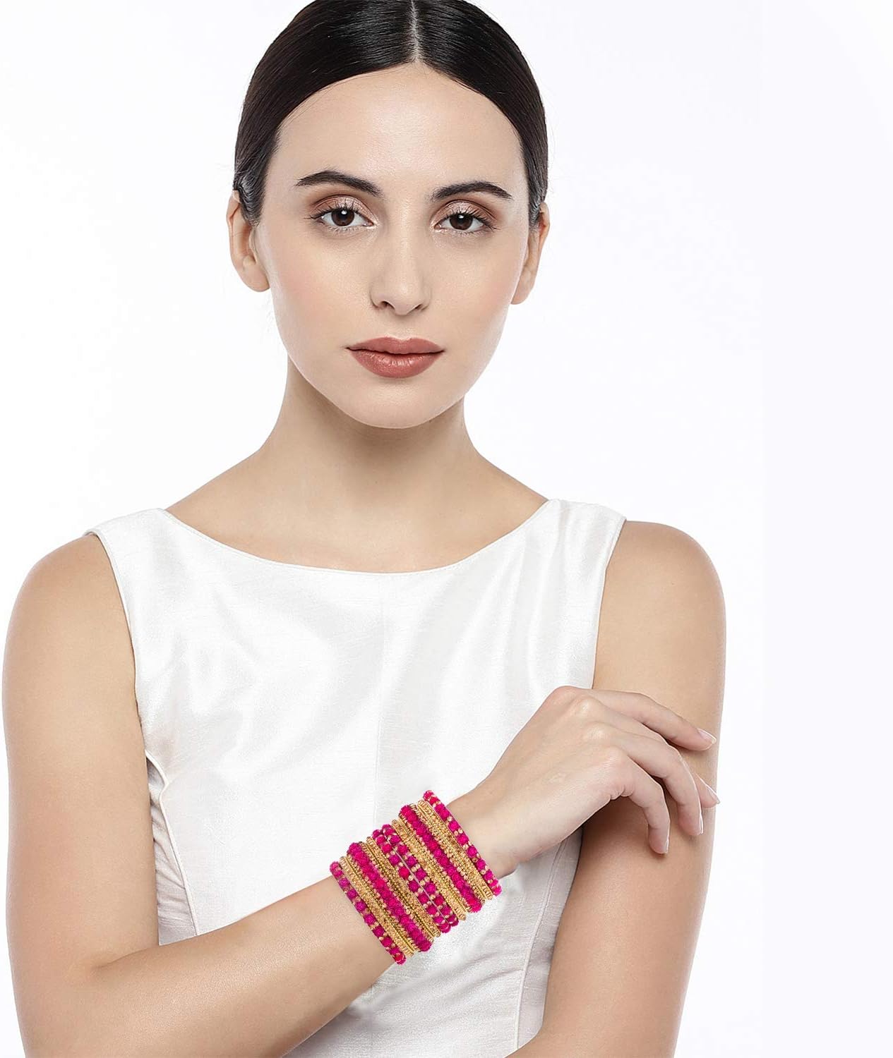 Aheli Ethnic Colorful Metal Bangles Chudha Set Stone Studded Bangle Set Indian Wedding Wear Fashion Jewelry Gift for Women - Image 2