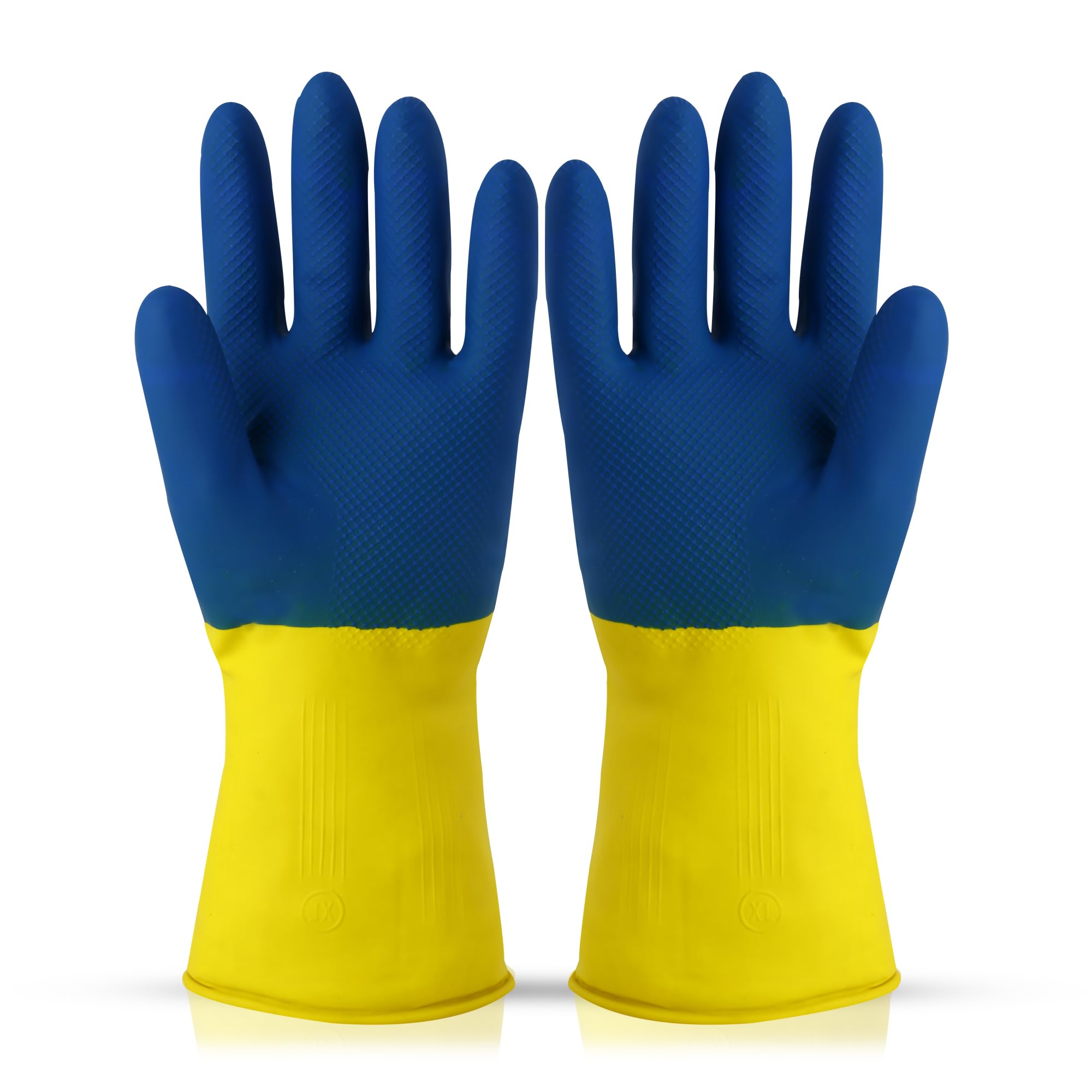 Robustt Heavy Duty Rubber Hand gloves - 1 Pair (Free Size, Multicolor) for Dishwashing, gardening, kitchen cleaning