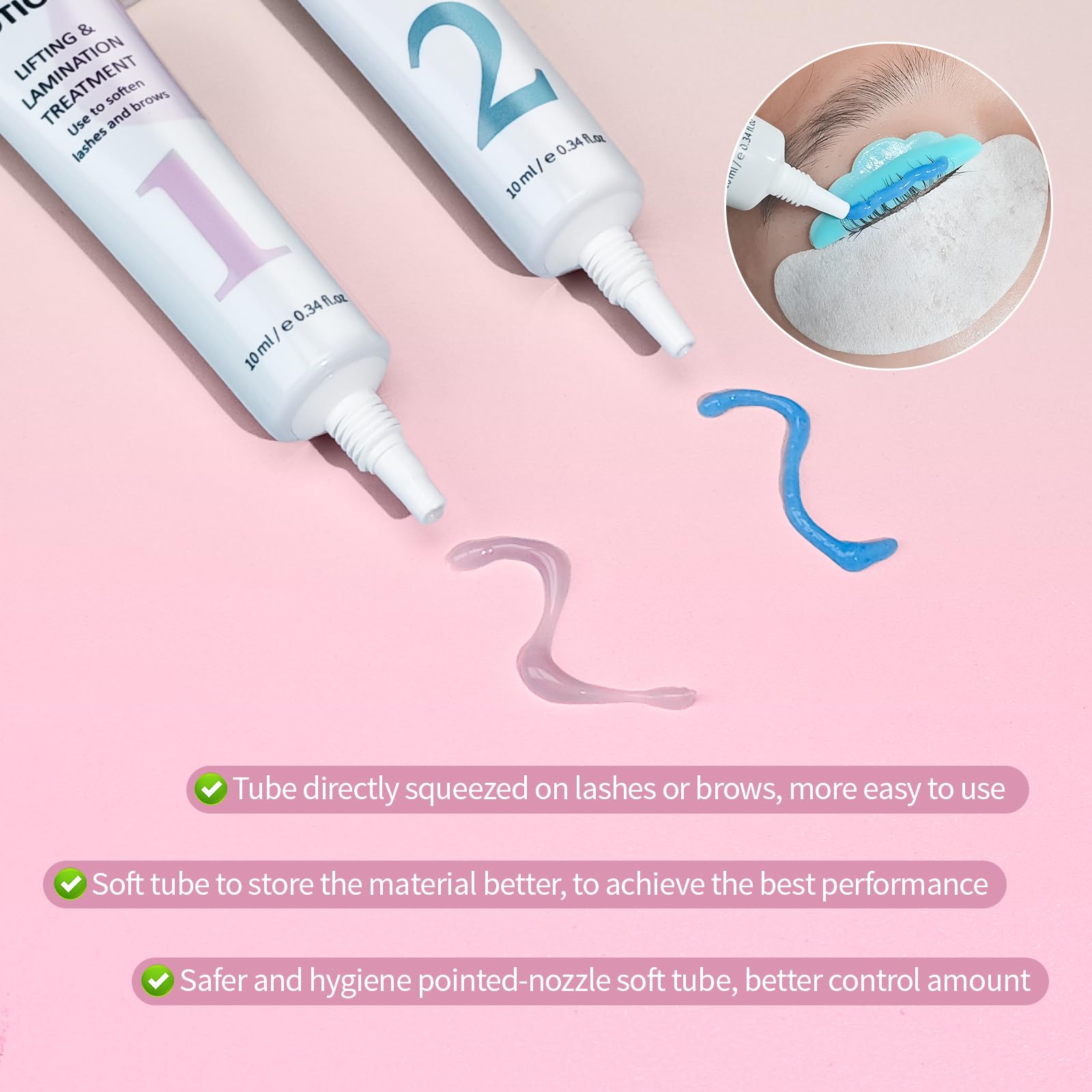 Lomansa Lash Lift Kit, Eyelash Perming Kit, Brow Lamination Kit, Easy Squeeze Tube Design, Beginner Friendly 15 Uses - Image 2