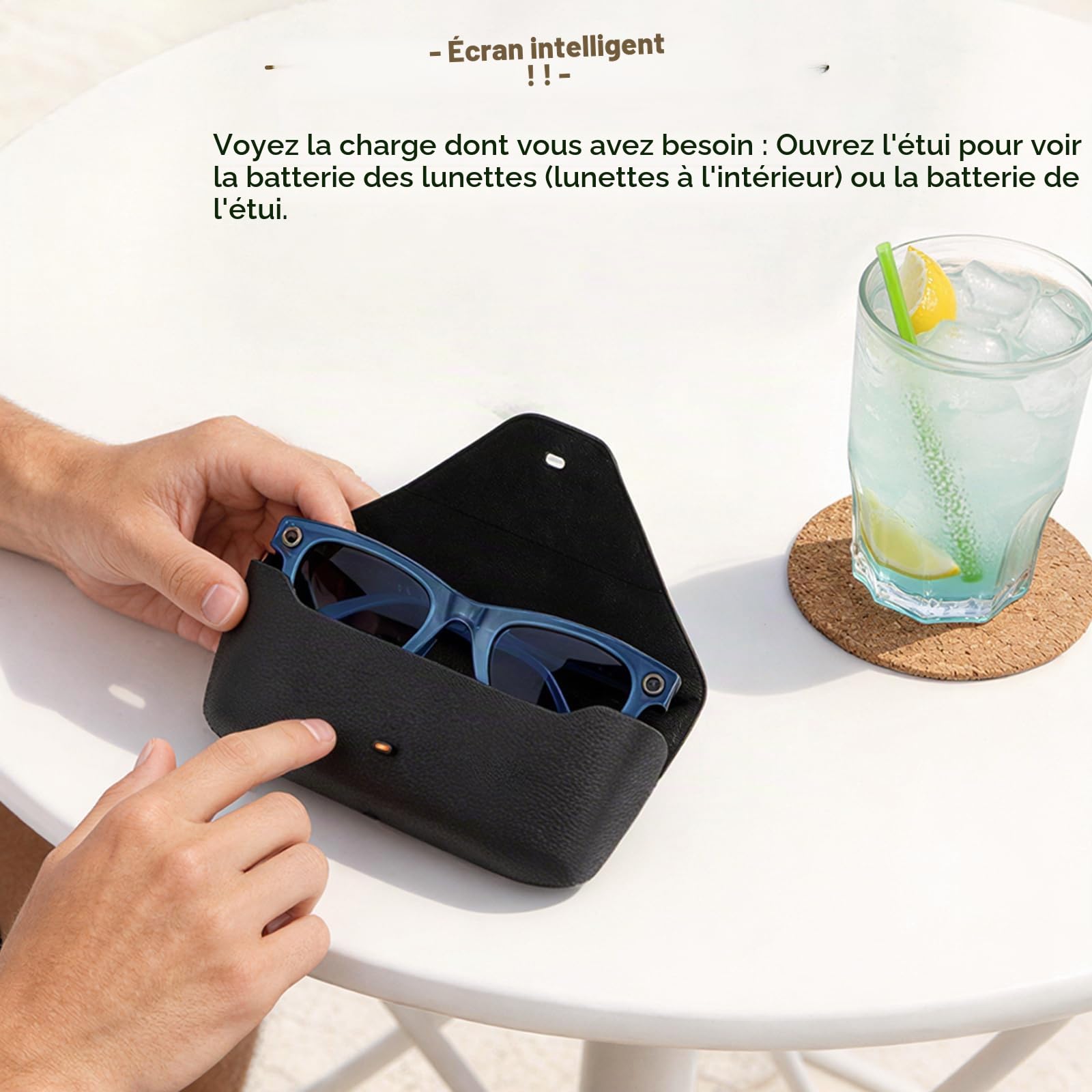 Étui de chargement intelligent pour lunettes intelligentes compatible avec Ray-Ban Meta Wayfarer/Skyler/Headliner, Oakley Meta HSTN Station de recharge de rechange avec indicateur LED