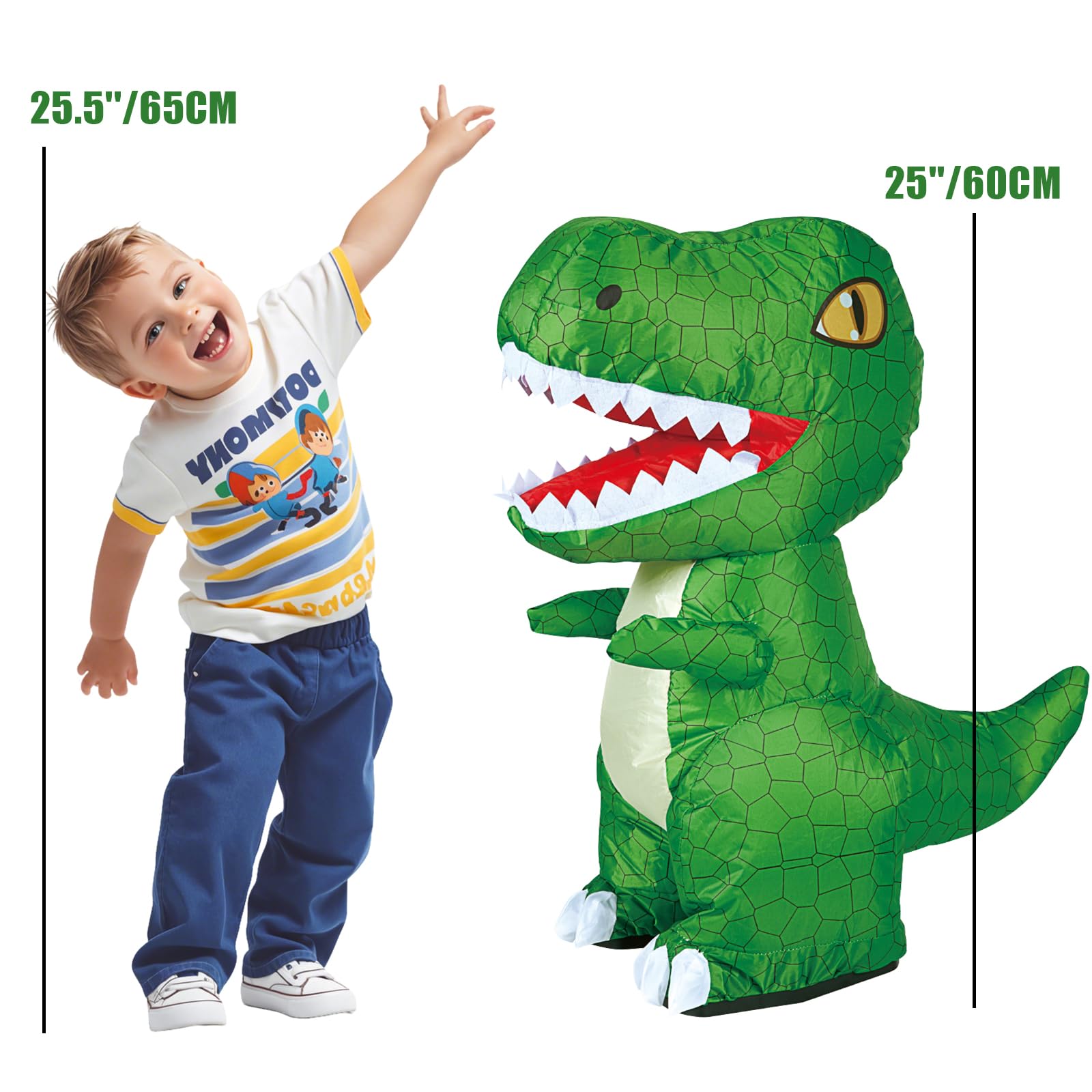 Htish Ferngesteuerter Aufblasbares Dinosaurier Spielzeug - 2.4GHz RC Dinosaur mit Sound Licht 360°Drehung Laufen - Interaktive Dinosaurier Spiele Geburtstagsgeschenk für Kinder ab 3 4 5 6 7 8-12 Jahre