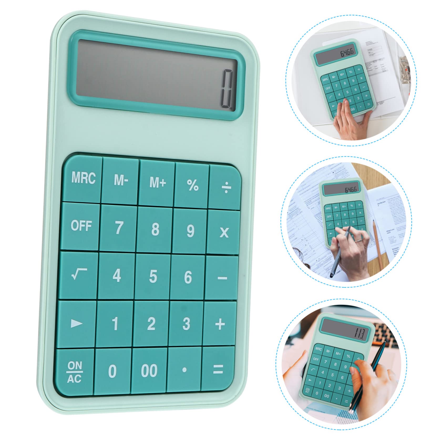 Calcolatrice da Scrivania a 12 Cifre Grande Display Lcd, Tasti Staccabili, Pratica e Stabile, per Ufficio e Studenti, Verde