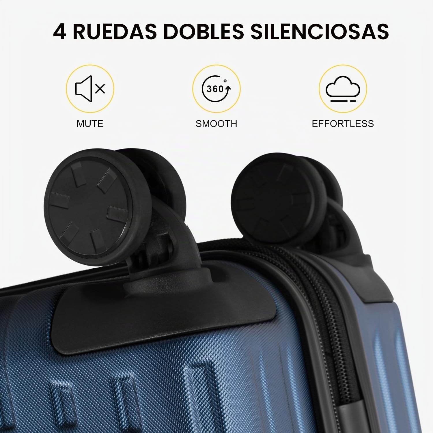 LEVEL8 Maleta Cabina Ampliable ABS+PC Equipaje de Mano Trolley Rígido Ligero Maletas de Viaje con 4 Ruedas Dobles Giratorias 360º y Candado TSA, 55x37x25CM, 42L, Azul
