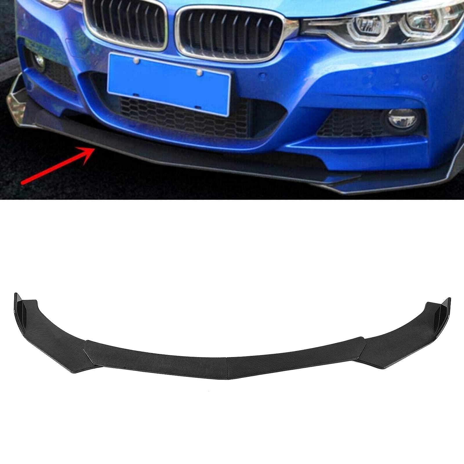 Ejoyous Spoiler anteriore universale, labbro sottoparaurti per auto, colore: nero