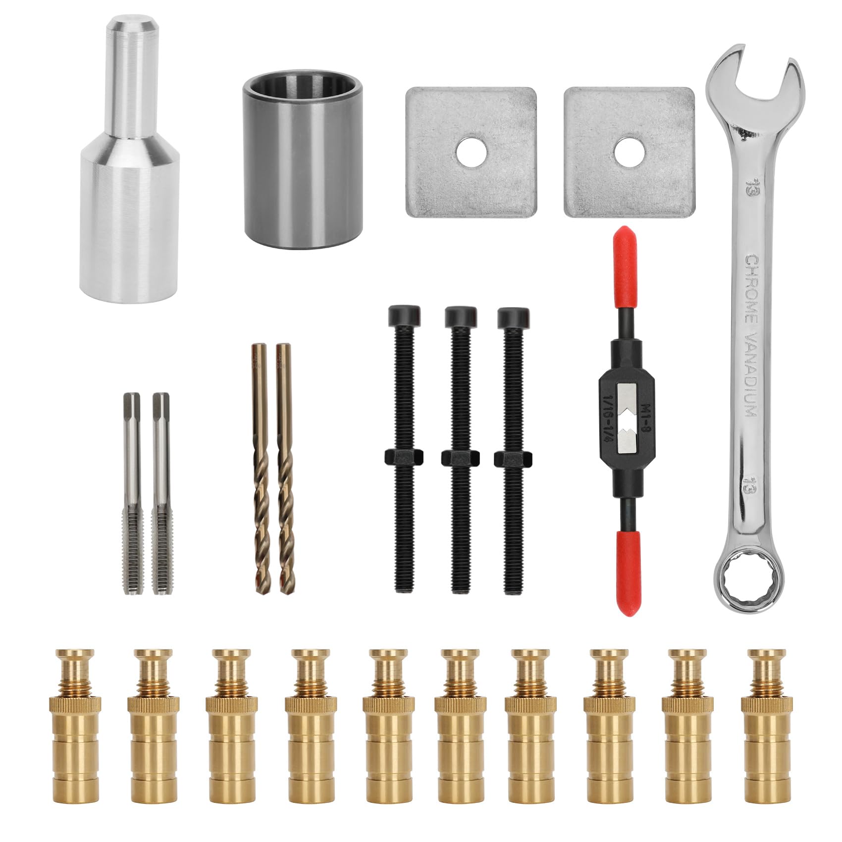 noblequest Pool Cover Anchor Removal Kit Includes 10 Brass Pool Cover Anchors, Anchor Replacement and Installation Tools, Pool Cover Tool for Inground Pools for Concrete and Paved Surfaces