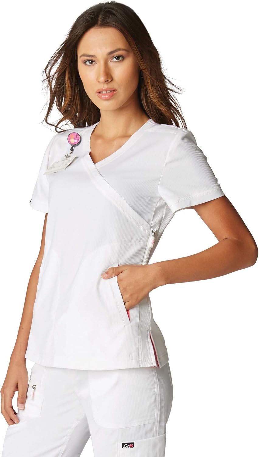 KOI Lite Philosophy Women's 3-Pocket Mock-Wrap Scrub Top