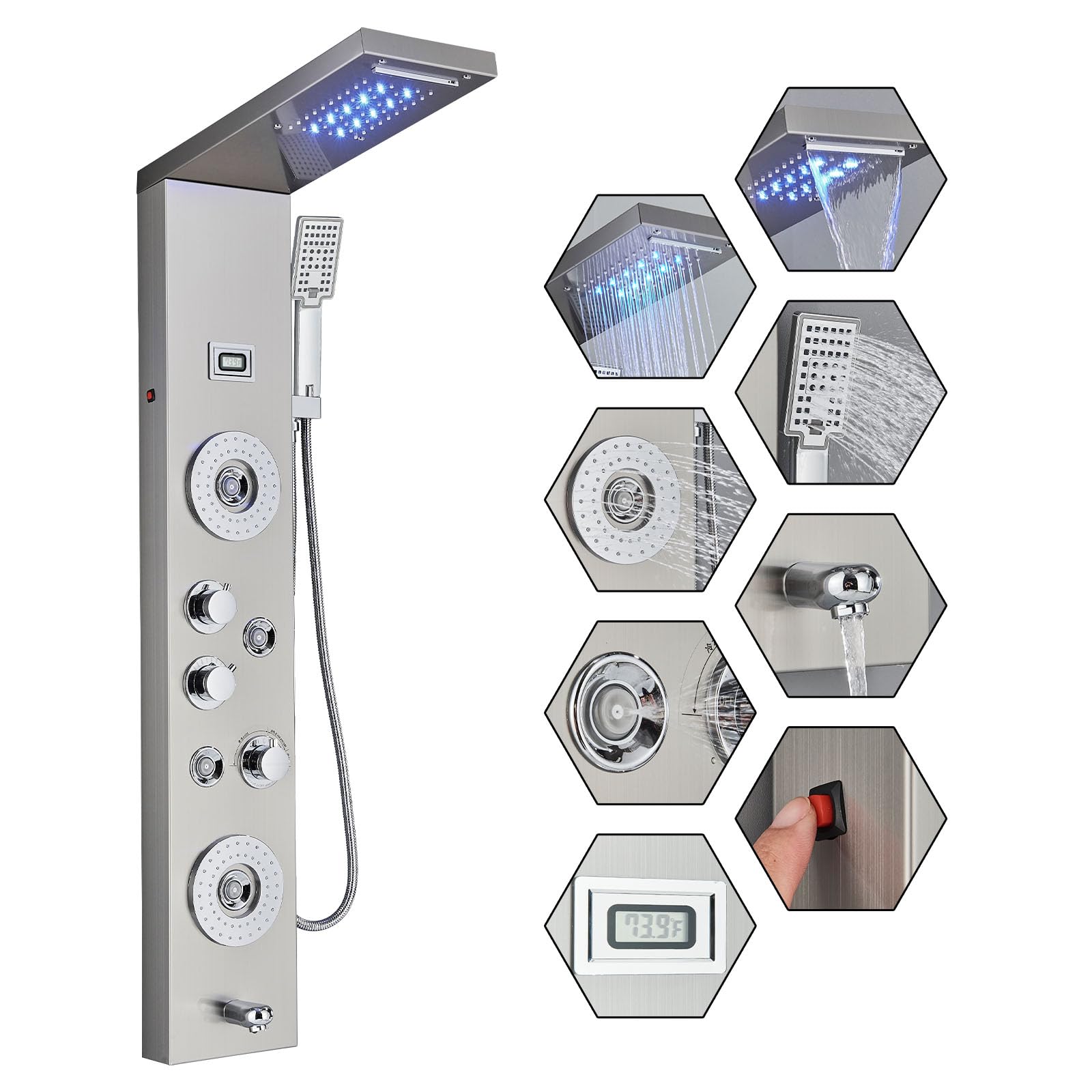 FUZ Shower Panel Tower System Brushed Nickel