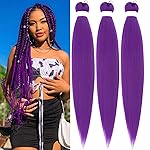 Gozill Purple Braiding Hair Pre stretched Purple Prestretched 30 inch Hypoallergenic Braiding Hair Extensions Non Toxic Synthetic Knotless Ez Braid Yaki Itch Free