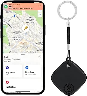 Key Finder, Bluetooth Tracker Locator, Works with Apple Find My(iOS Only), Smart tag Item Finder with Key Chain, Smart Item Locator for Keys, Bags, Luggage, Pet, Battery Included (1Pack-Black)