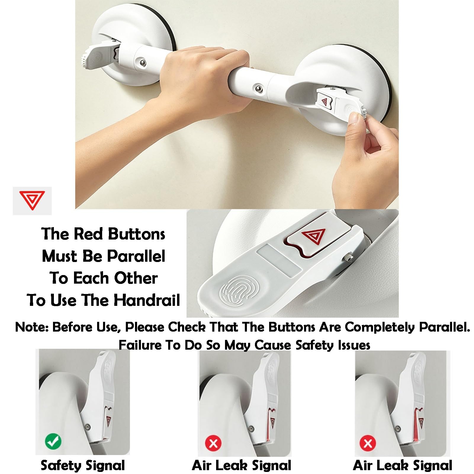 Barras de agarre para baño, reposabrazos con ventosa para duchas e inodoros, soporta hasta 330 libras