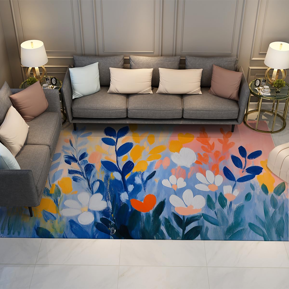 Tapis abstraits en feuilles de plantes au design artistique
