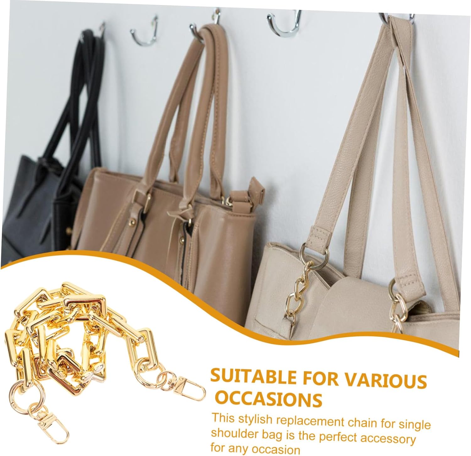 CORHAD Cloud Bag Chain Gold Handbag Chain Strap Stylish Replacement for Handbags Occasion Accessory image 3