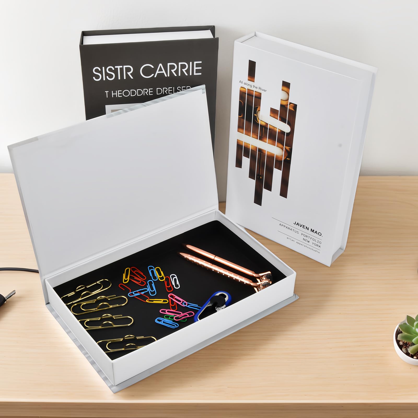 Libri Finti Decorativi - Set Di 3 Scatole Nascosto Per Oggetti, Ideali Per Mensole E Tavoli - Foto 7