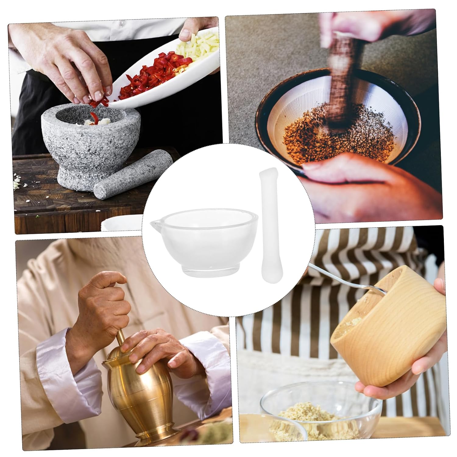 Glass Mortar and Pestle Set, Portable Laboratory Kitchen Tool